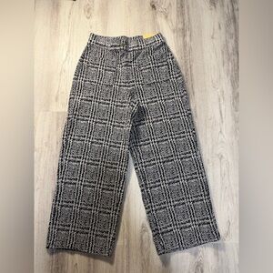 Michael Kors Black and White Plaid Straight Leg Pants